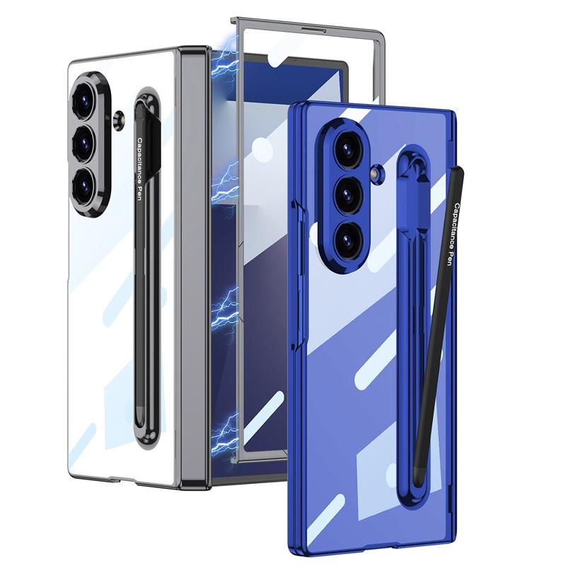GKK Hard PC Clear Transparent Mobile Phone Case with Pen Slots Protective Back Cover Case for Samsung Galaxy Z Fold 7 Cases