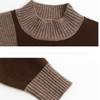 Autumn Winter Women's Crew Neck Thick Knit Sweater Loose Color-block Soft and Skin-friendly Knitted Pullover Top