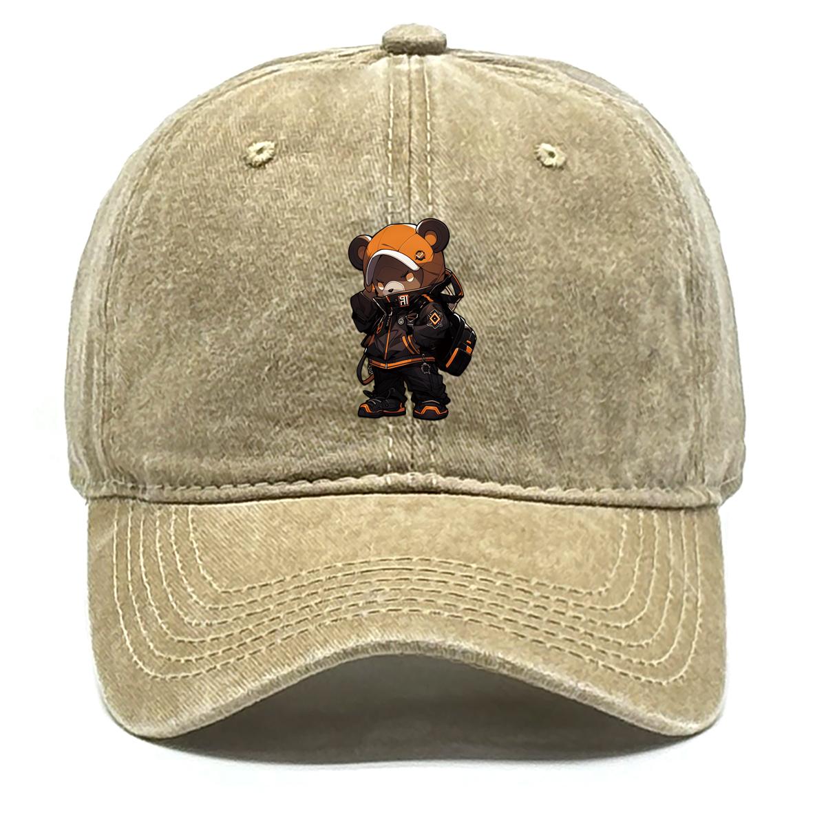 

Cool Bear Print Snapback Sun Hat, Animal Woman s Cap Solid Color Slouchy Unisex Lightweight Adjustable Sun Hat as the picture хакі