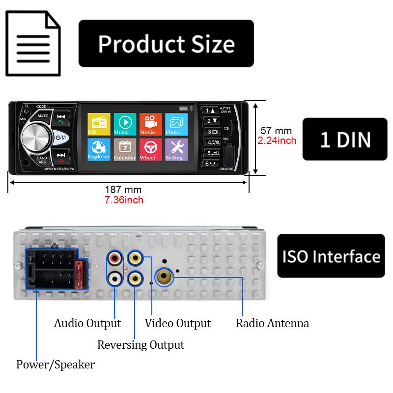 Hippcron 1Din Car Radios 4" Auto Audio Stereo 4022D MP3 Player USB Car Multimedia Player FM Autoradio Support Rearview Camera