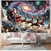 1 Stück Festliches Weihnachtlicher Sternenhimmel Wandteppich mit Weihnachtsmann & Rentierschlitten Szene - Vielseitige Polyester Wanddekoration für Wohnzimmer,