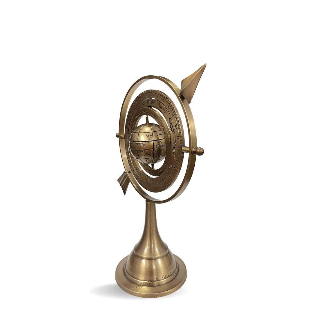 Vintage mosazná armilární sféra 11" Antický astroláb Stolní glóbus Dárek