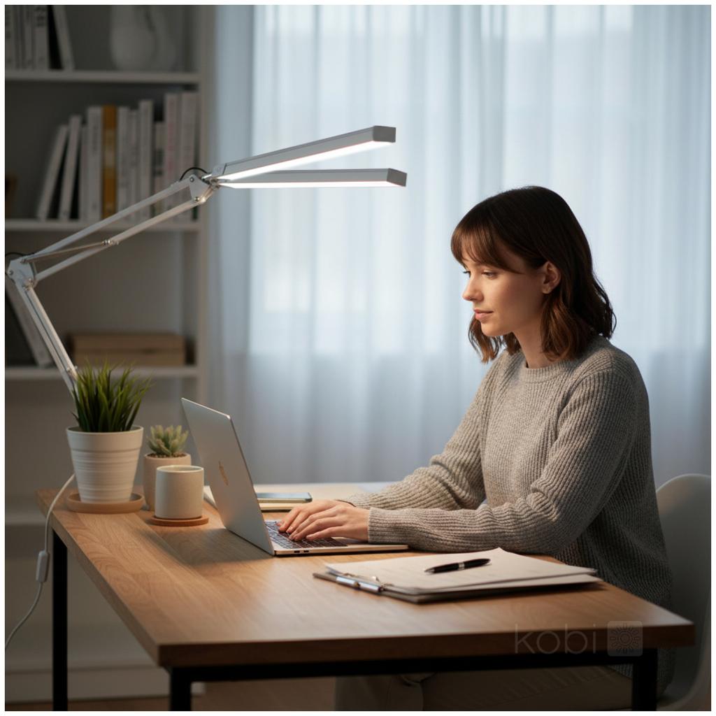LED desk lamp 28W 3CCT, white, adjustable, tabletop mounting, 1400 lm