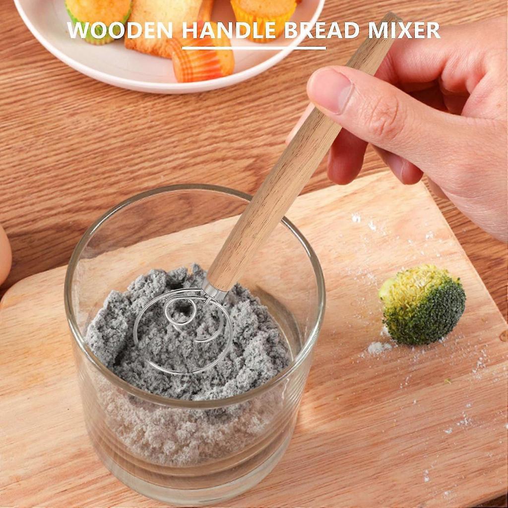 Danish Dough Whisk Hand Mixer,2Pcs Stainless Steel Dough Mixer with 2 Dough Scrapers for Pizza Doug