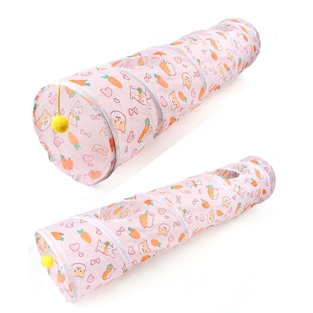 Cartoon Polyester+Steel Wire Cat Tunnel Tube Foldable Training Interactive Cat Nest Breathable Cat Maze Tunnel Rabbit