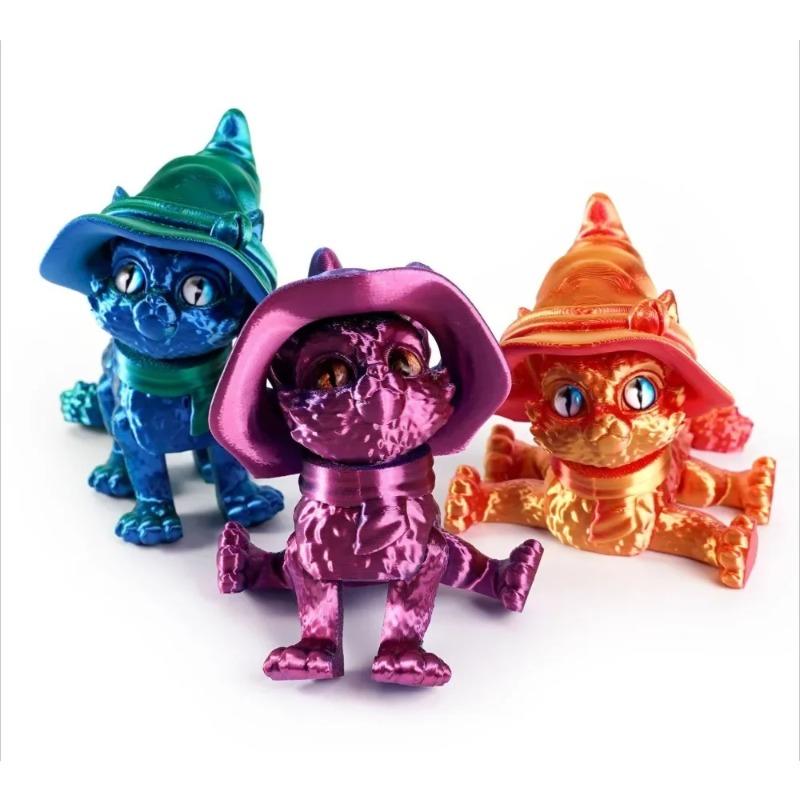 3D Printed Magic Cat Animals Toys Realistic Hairless Figurine Articulated Cat Fidget Toy for Cat Lover Collector Home Decoration