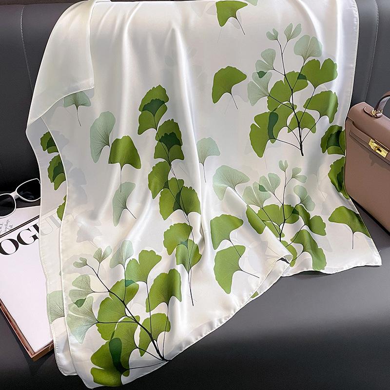 Popular Design Satin Finish Silk Scarf Fashion Print 180X90CM Shawl Women Luxury Brand Lrage Scarves The Four Seasons Warm Hijab