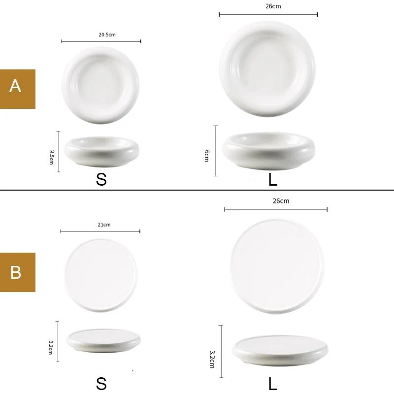 Hotel serving plate White porcelain plates Western tableware with artistic conception on the plate Restaurant circular deep dish