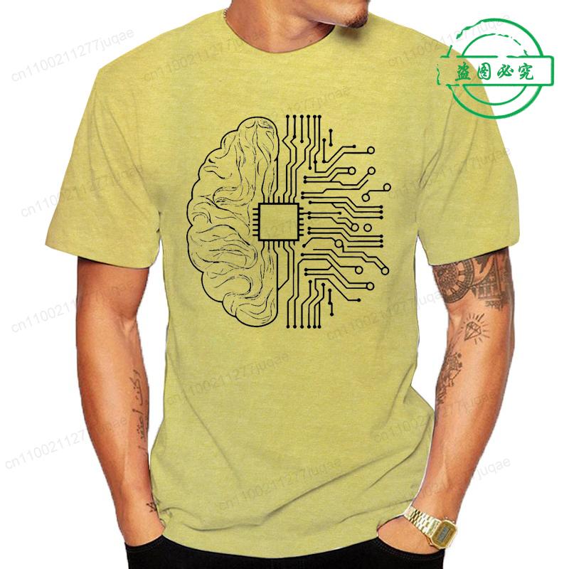 New Trend Men's Brain Technology Tee T-shirts Casual and Breathable Men's Clothing Cpu Computer T-Shirts Short Sleeve Tops Tees