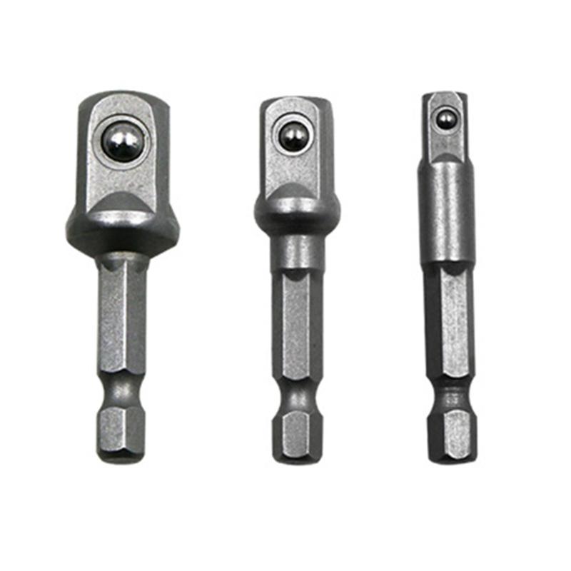 

1 Set Steel Socket Adapter Shank to 1/4 3/8 1/2 Extension Drill Bit Impact Driver Socket Adapter Convertible for Head 1
