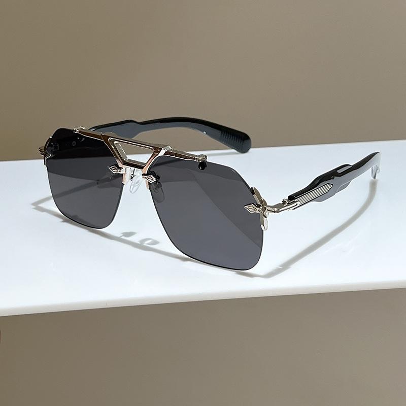 Classic Personalized Trimmed Pilot Sunglasses Street Shot Double Beam Frameless Metal Versatile Sunglasses