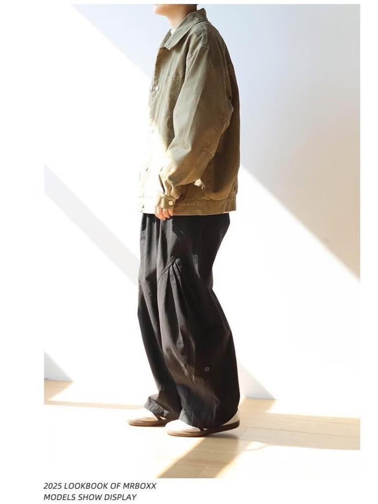 2025 Men's Trendy Casual Workwear Lapel Jacket - Long Sleeve Spring/Autumn Outerwear