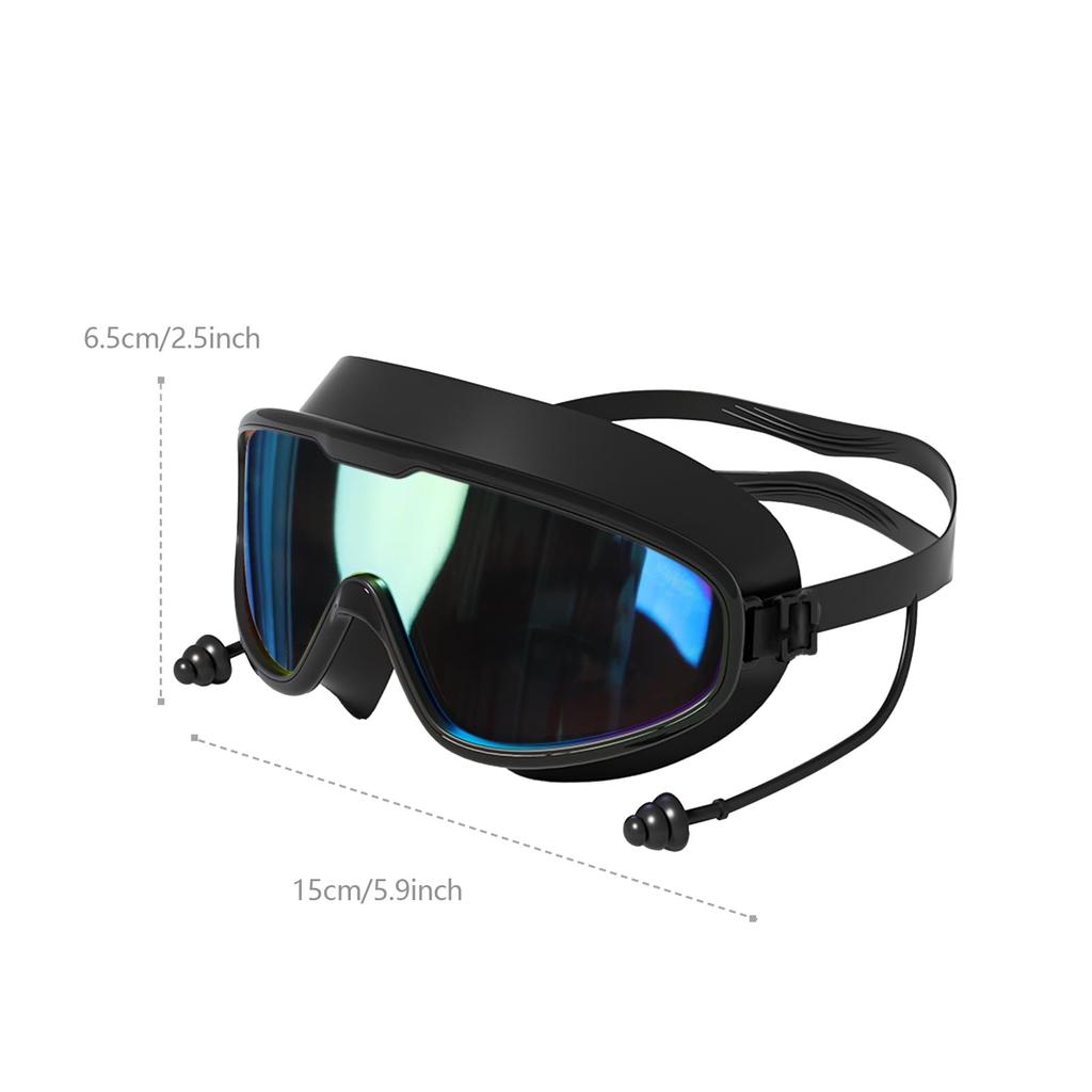 Moonlove Adult Swimming Goggles with Integrated Electroplated Wide Field of Clear UV Adjustable Suitable for Competitive and Black and for Men and