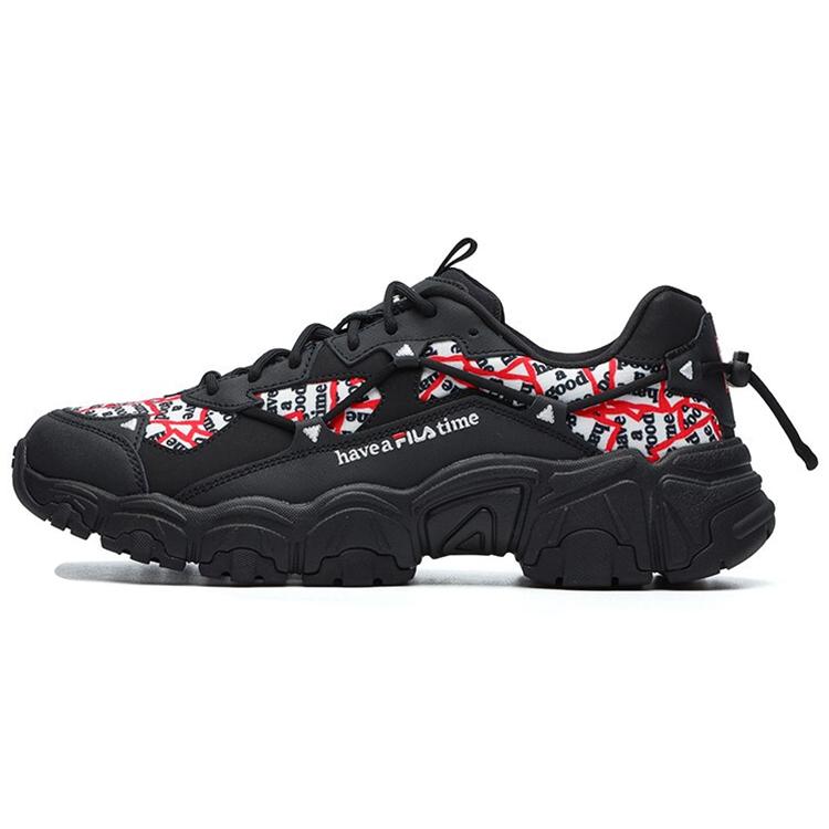 FILA Cat Claw HGT Textile, Synthetic Leather, Split Cow Leather Low top Chunky Sneakers Women s Black F12W144150FBK 37.5