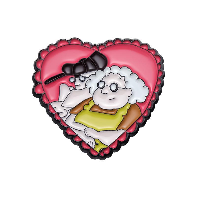 Red Heart Charming Shaped Metal Brooch Creative Cartoon Pin For Couples And Friends