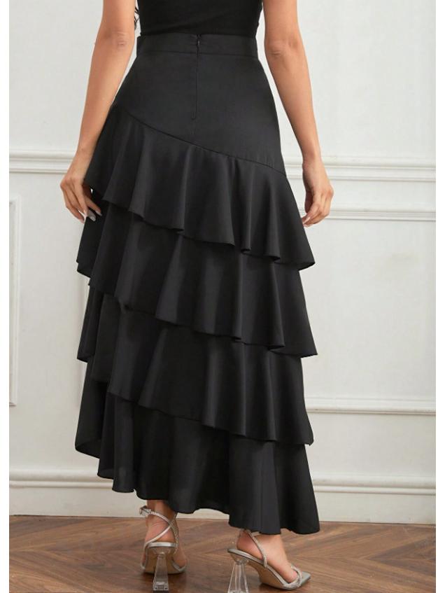 Europäisch-Amerikanischer Frühling/Sommer High-Waist Unregelmäßiger Midi Maxi Rock