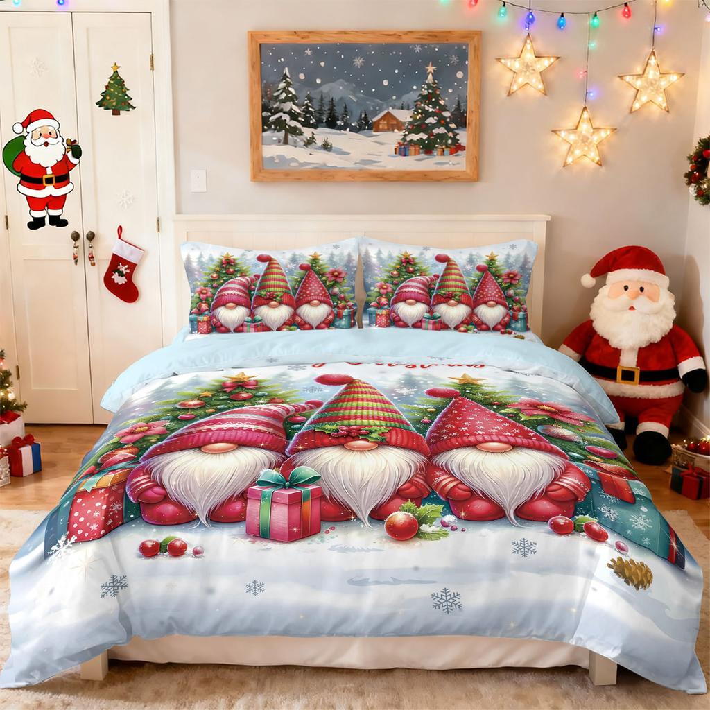 Customized Bed Three-Piece Set Christmas Elements Series Pillowcase Quilt Cover 3D Digital Printing Kit Factory