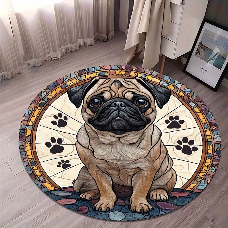 

Cute Hachiko dog pattern Flannel-printed round floor mats are slip-resistant Suitable living room bedroom terrace garden carpets 60cm x 60cm