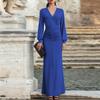 Women's Color Long Sleeve Long Dress for Party, Dinner, and Officed Wear