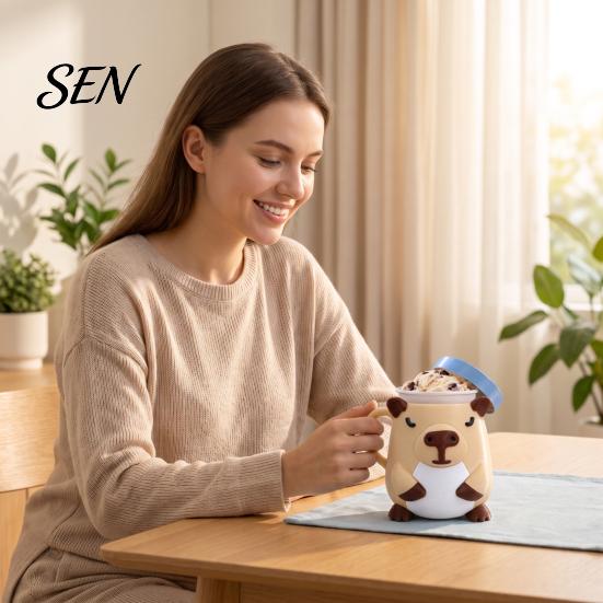 Ice Cream Pint Stand Animal Holder, 3D Printed Cup Holder Decorative with Handle, Keeps Hands Warm, Leak-Proof Container Starden