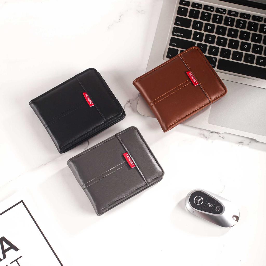 2025 new men's wallet short hot-selling bag ultra-light change bag retro casual buckle square bag