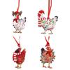 Decorative Scarf Chicken Hanging Pendant Wooden Christmas Tree Pendant for 5pcs Xmas Tree