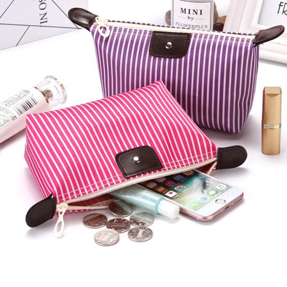 1PC Striped Waterproof Makeup Pouch Travel Toiletry Bag for Cosmetics And Daily Essentials