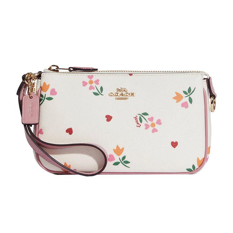 Coach Nolita 19 Heart Floral Print Zipper Coated Canvas Leather Mahjong Bag Shoulder Bag Clutch Small Women bags White C7658-IMCAH 22890₽