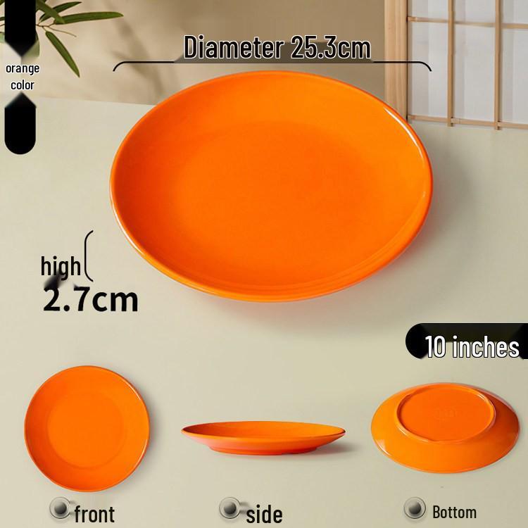 Melamine Round Plate: Porcelain-Look, Two-Color, for Commercial Use In Restaurants and Buffets - Perfect for Fast Food, Rice Bowls, and Cold Dishes.