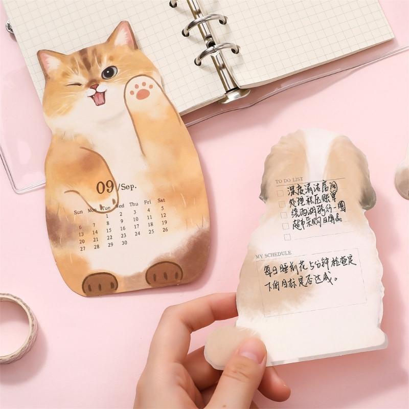 Schreibtischorganizer mit Holzfuß und Kalender mit entzückenden Welpen- und Kätzchenmotiven für Lehrer und Tierliebhaber