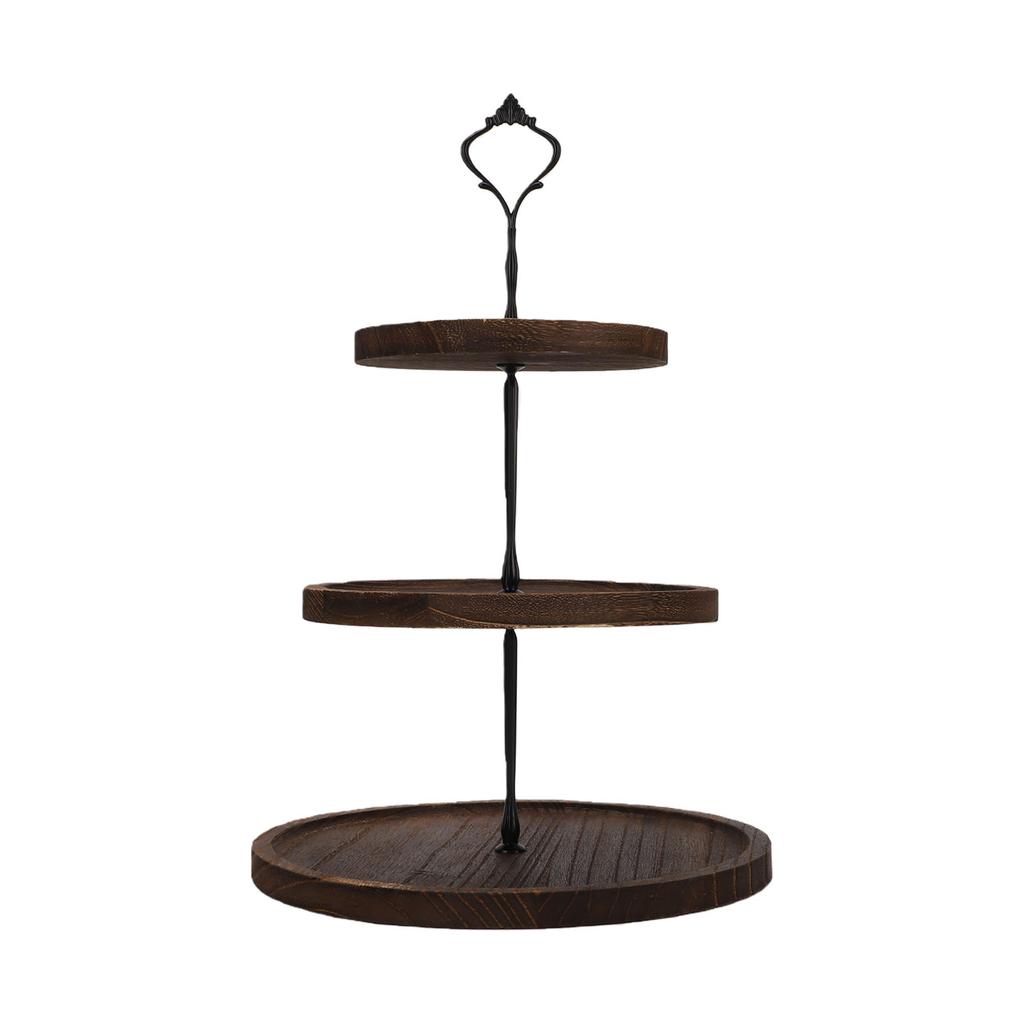 Wood 3 Tier Dessert Stand Cupcake Stand Table Sweet Dessert Snacks Fruits Pastry Rack Dark Color