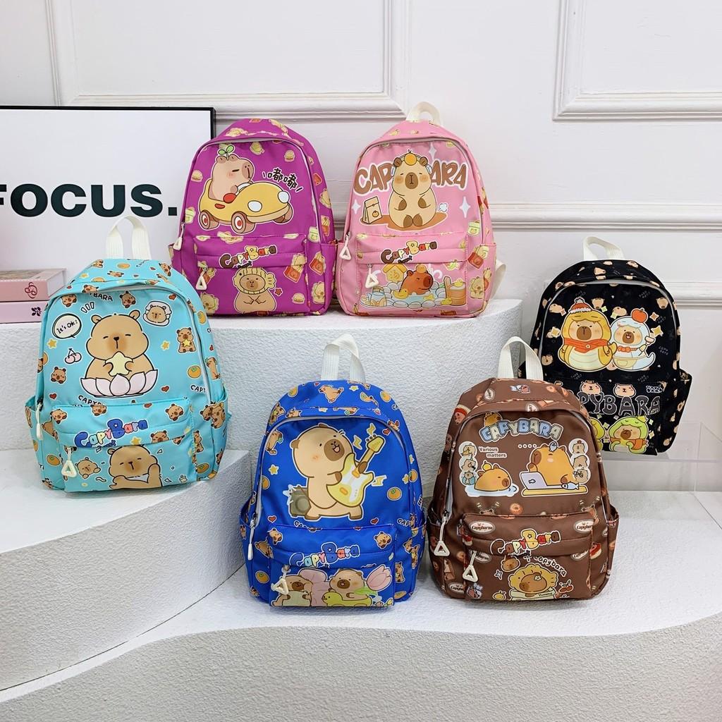 Cute School Childrens Bag With Cartoon Capybara Print For School Use Daily