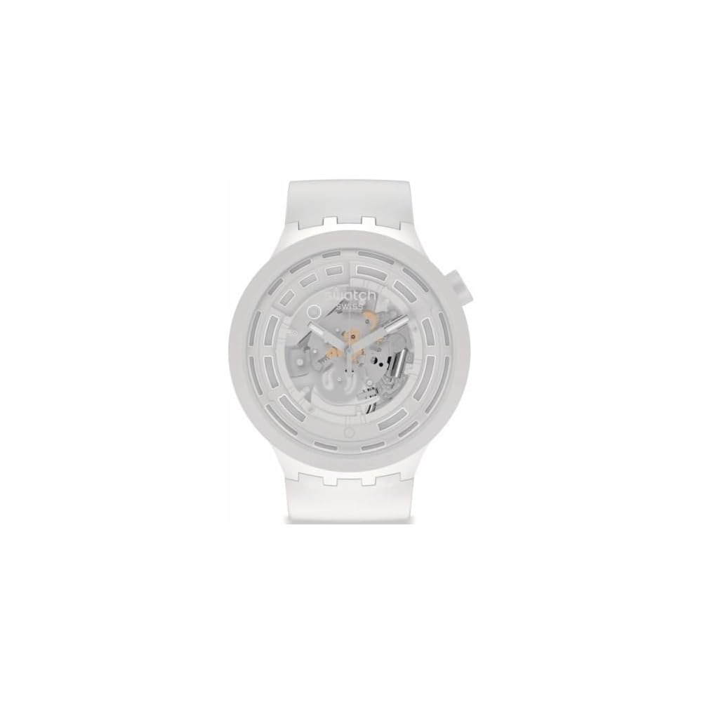 Swatch Big Bold Next C-White Watch SB03W100 43mm Water Resistant Silicone Strap