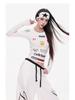American Spicy Girl Printed Long Sleeve Slim Fit Motorcycle-Style T-Shirt