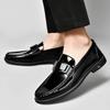 Herrvår läderloafers med metallspänne - Slip-on Business Casual Större Storlekar Körskor
