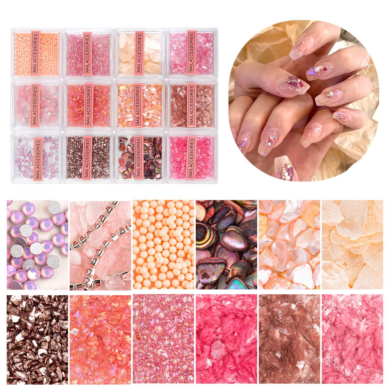 

Набор украшений для нейл-арта из 12 сеток, упаковка из ракушек, гравий для нейл-арта, пудра из парчи Cloud Opal, кусочки магического морского ушка