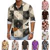 Men Long Sleeve Casual Shirt Halloween Pumpkin Print Button Down Shirt Lightweight Breathable Fabric Relaxed Fit Shirt for Everyday Wear