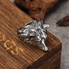 Retro Wolf Head Ring Men's Trendy Animal Exaggerated Domineering Hip-hop Open Ring