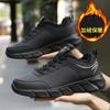 Women Running Shoes PU Leather Lace-up Men Warm Light Walking Sneaker Fitness Sport Flats Comfortable Black Size 35-45 Loafers