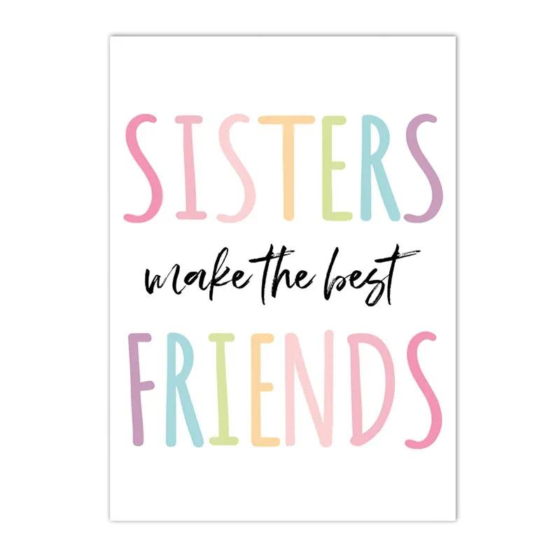 

Rainbow Wall Painting with Custom Name, Canvas Poster, Sisters Print, Friends Wall Art, Nursery Nordic Pictures, Baby Girl Room 21x30cm No Framed