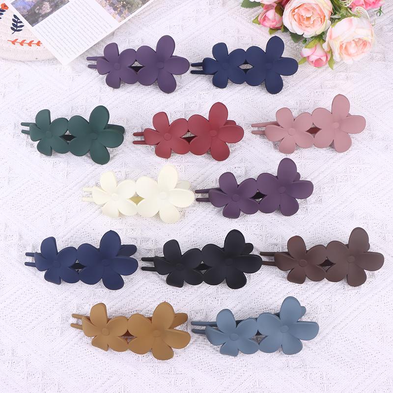 4Pcs Flower Hair Clips  Matte Black Floral Hairpins Hair Claw Clips Non-Slip Hair Clamps Grab Elegant Hair Accessories
