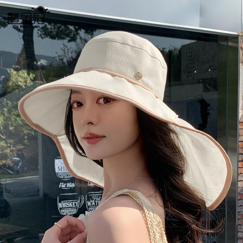 Big Eaves Hat Children Summer Outdoor Fashion Fisherman Hat with Ponytail Hole Sun Protection Hat Shawl Neck Protection Sun Hat