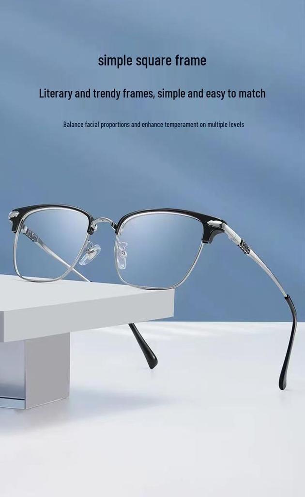 RK200 Ultra-Light Retro Myopia Glasses - Anti-Blue Light Black Frame for Men & Women