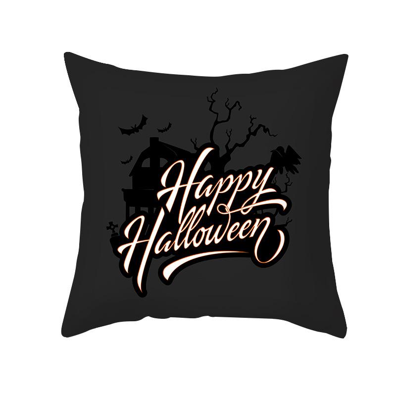 Halloween Pillow Cover Cartoon Skull Cat Sofa Cushion Cover Peach Skin Pillow Cover