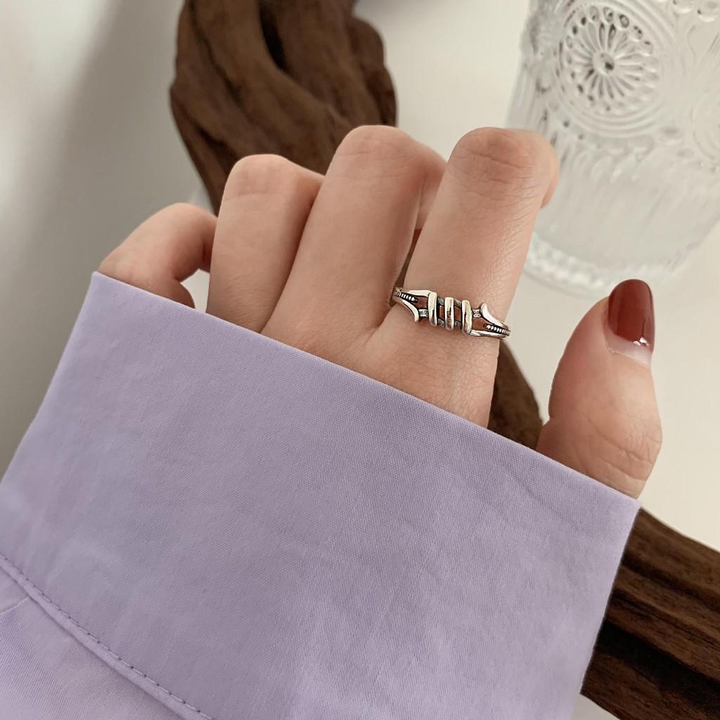 Minimalist Unique Womens Silver Ring With Elegant Geometric Shape Adjustable Size