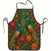1pc Colorful PeaRooster Floral Art Print Apron, Durable and Easy To Clean, Adjustable Waistband, Polyester Material, for Kitchen Cooking, Gardening, O