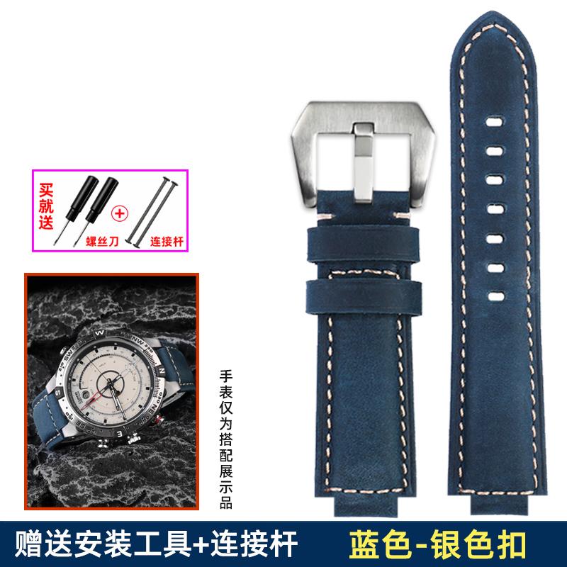 Genuine Leather Watch Strap 24*16mm For Timex Tide T2n739 T2n720 T2n721 T45601 T2p141 Series Watchband Men's Watch Accessories