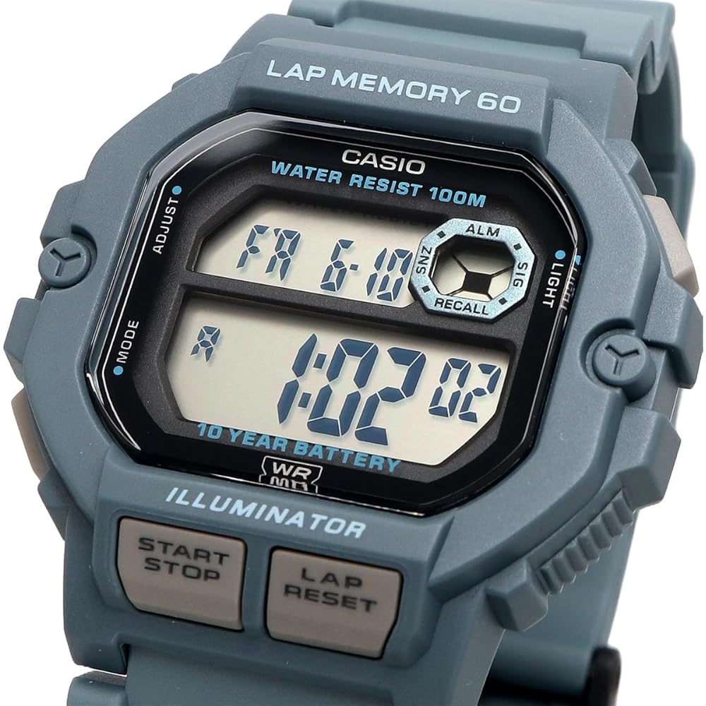 Casio Sports Gear Digital Men's Watch 60 Lap Memory Function Grayish Blue