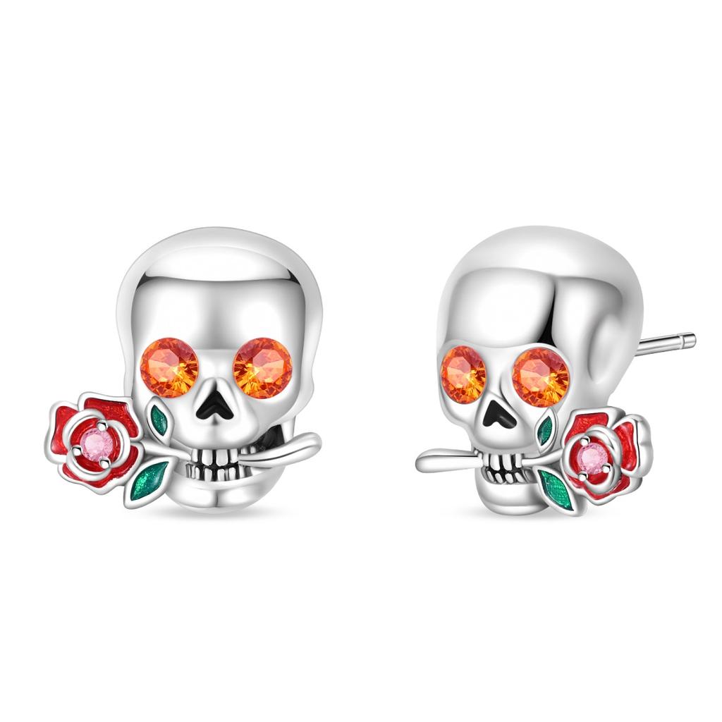 Red Series 925 Silver Apple Strawberry Cherry Rose Ladybug Wine Glass Earrings Fun Birthday Party Gifts
