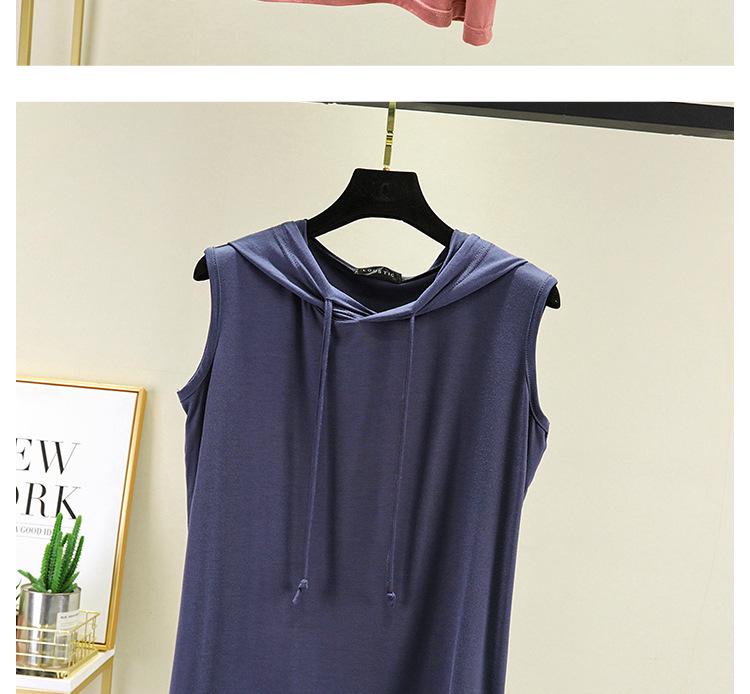 Spring Summer Women's Sleeveless Modal Vest Hooded Sweatshirt - Plus Size Slimming Loose Fit